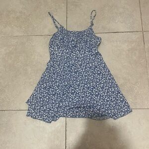 Blue and white floral mini dress